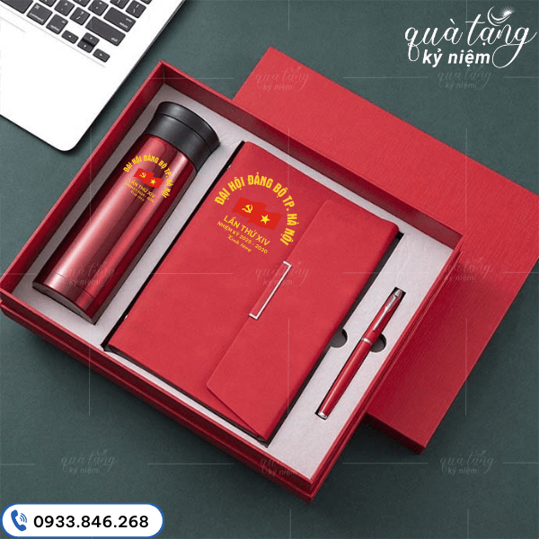 giftset bình sổ bút đại hội đảng