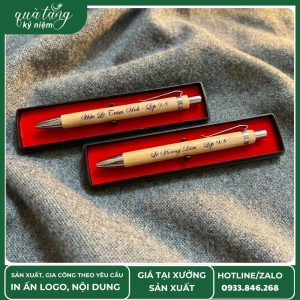 Bút tre khắc tên theo yêu cầu quà tặng học sinh, thiết kế thân gỗ tự nhiên sang trọng và ý nghĩa