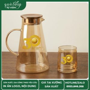 Bộ bình cốc thủy tinh kỷ niệm 30 năm Bảo Việt Nhân Thọ in logo sự kiện