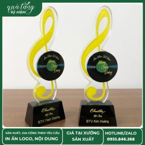 Cúp pha lê vinh danh âm nhạc cao cấp