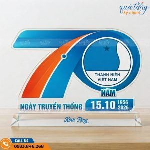 Biểu trưng pha lê quà tặng 70 năm Hội LHTN Việt Nam